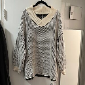 Cozy Cream and Black Knit Sweater
